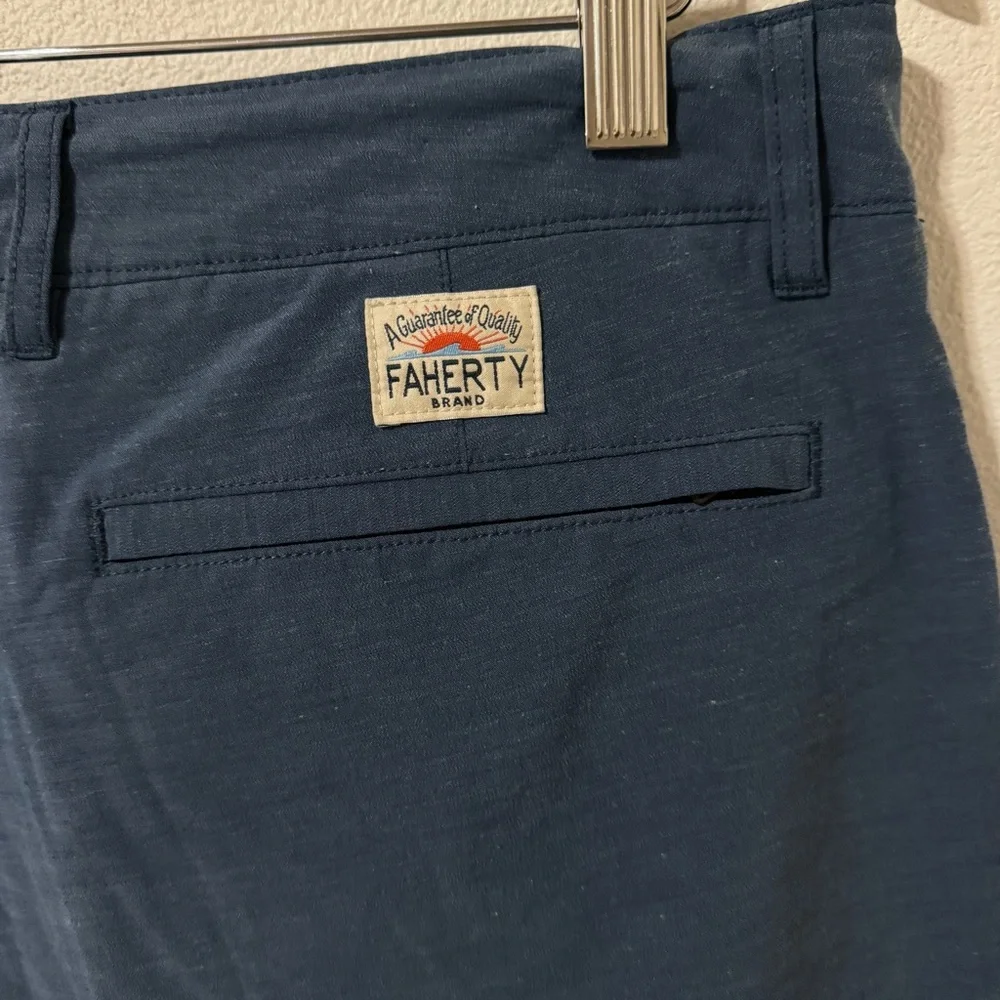 Faherty Belt Loop All Day Shorts Blue Techincal Stretch Drawstring-33